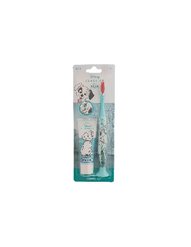 Mr.White 101 DALMATIENI Set Periuta dinti cu ventuza si Pasta de dinti copii +3 ani Aroma Capsuni 25ml