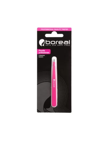 Boreal Pensetă profesională vârf drept, protectie silicon, otel inoxidabil 9,5 cm