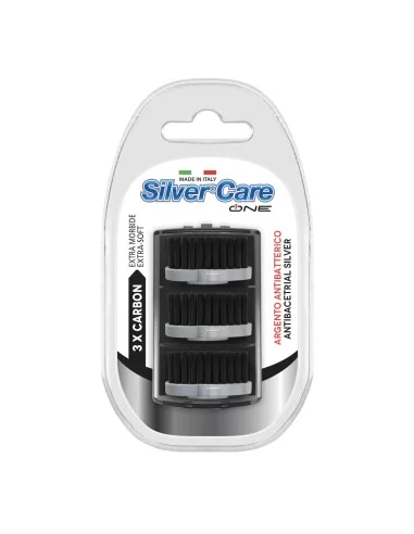 Set 3 rezerve Silver Care One Extra Soft Carbune cap argint, actiune antibacteriana naturala si continua